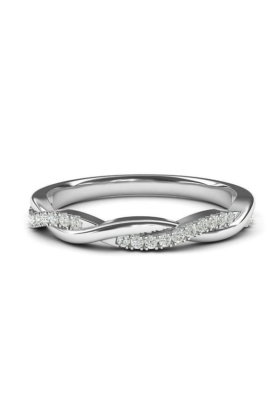Half Eternity Twisted Stackable Wedding Ring for Women 925 Sterling Silver Zirconia Size 9