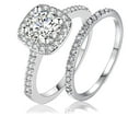 thumbnail image 1 of SFTING Halo Wedding Ring Set for Women Bridal Sets 925 Sterling Silver AAAAA Zirconia Size 7, 1 of 8
