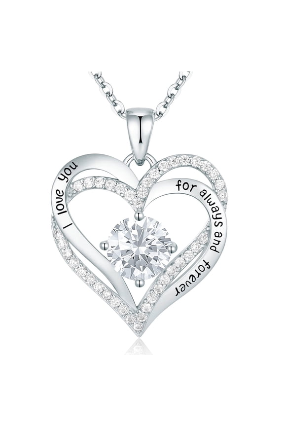 Heart Necklaces Wedding Anniversary Gifts for Women S925 Silver with Birthstone Pendant
