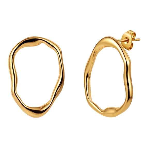 SFTING Hoop Earrings for Women Irregular hollow Stainless Steel Frame Geometric Yellow Valentine Trendy Gift for Her