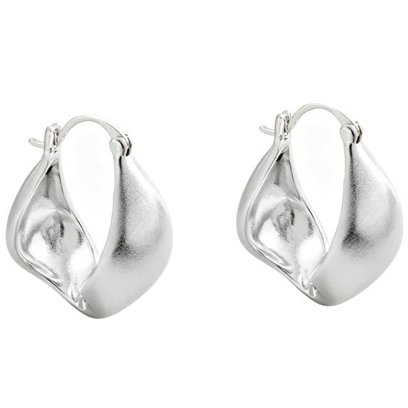 SFTING Hoop Earrings for Women Twisted Brushed Matte Chunky Huggie Silver Plated Jewelry Anniversary Gift for Her