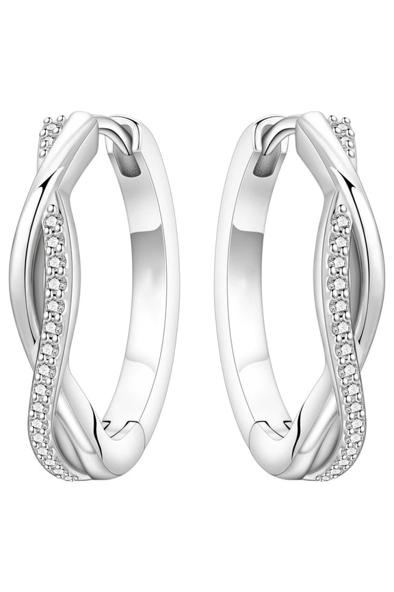 Hoop Earrings for Women Twisted Hoop Earrings 925 Sterling Silver 5A CZ Infinity Huggie Hoops Jewelry Gift for Her