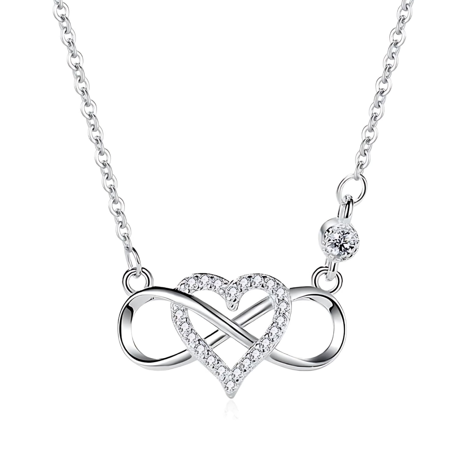 925 Sterling Silver Birthstone Necklace - Infinity Heart Pendant With Cubic Zirconia, Gift For Her-994245