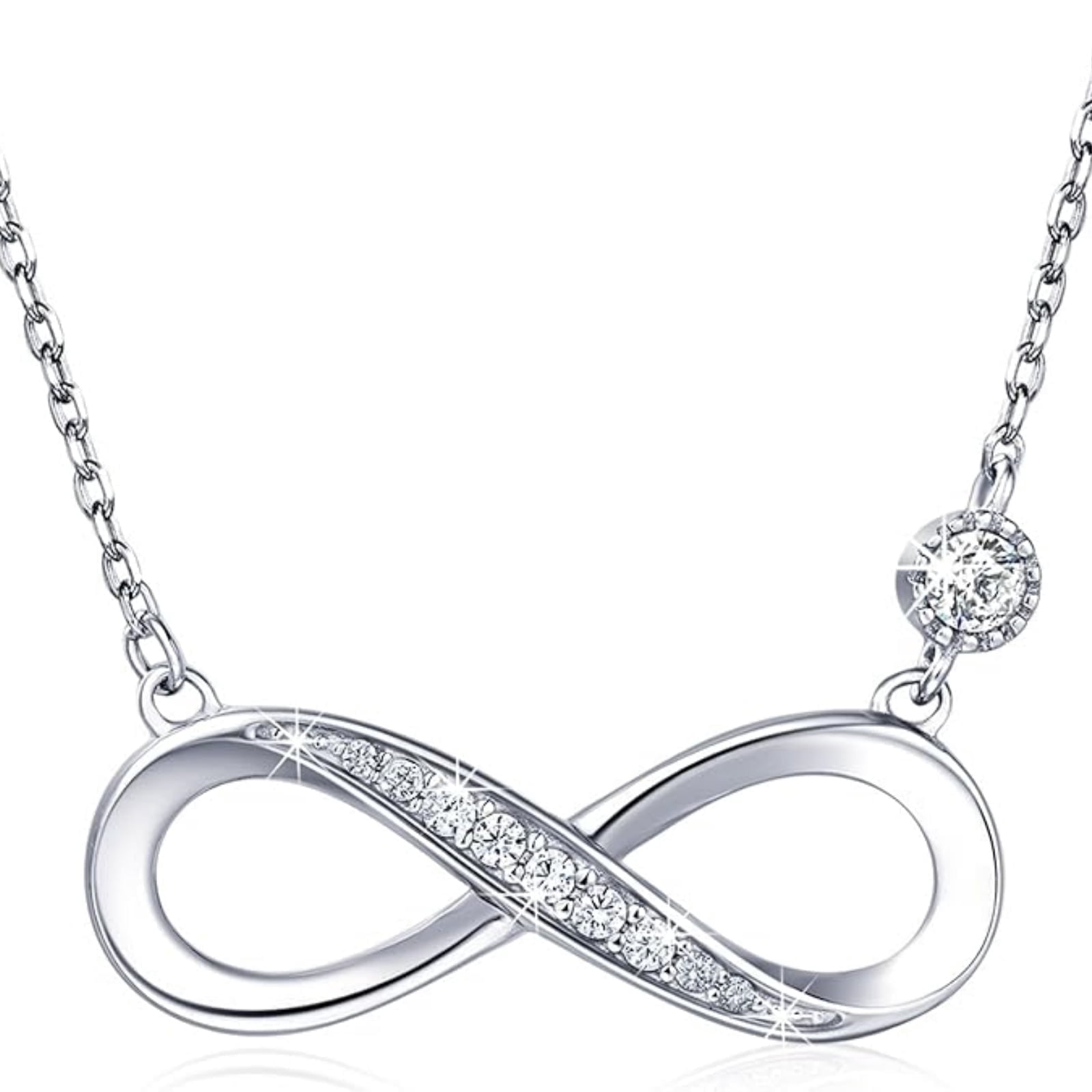 SFTING Necklace for Women Infinity Necklaces Silver 18K Plated Love Pendant Gifts for Women