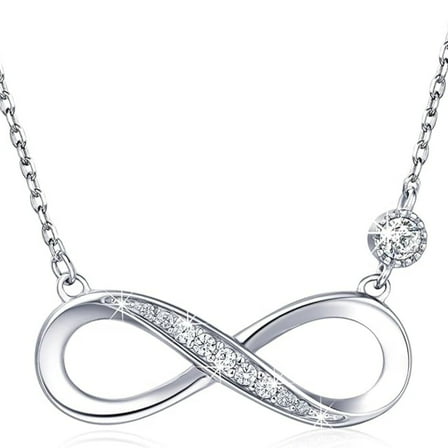 SFTING Infinity Necklaces 925 Sterling Silver Love Pendant White Gold Plated Gifts for Women