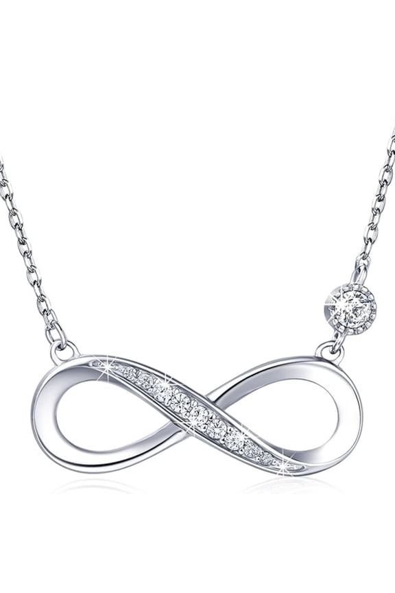 Infinity Necklaces 925 Sterling Silver Love Pendant White Gold Plated Gifts for Women