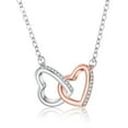 thumbnail image 1 of SFTING Intertwined Hearts Double Hoop Necklace in 925 Sterling Silver Cubic Zirconia Love Double Heart Necklace Jewelry Gift for Women Mother Wife, 1 of 9