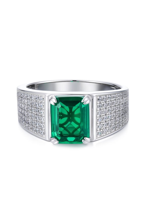 Men Gemstone Engagement Ring Gemstone Birthstone Emerald Wedding Anniversary Ring for Men Husband Size 10