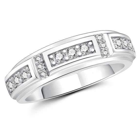 SFTING Men Rings Wedding Band for Men Engagement 5A CZ Silver Plated Anniversary Promise Band for Him Size 11