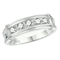 SFTING Men Wedding Band 925 Sterling Silver Men Rings 5A CZ Round Cut Wedding Rings for Men Size 9