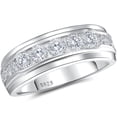 thumbnail image 1 of SFTING Men Wedding Band 925 Sterling Silver Men Rings AAAAA CZ Round Cut Wedding Promise Band for Him Size 12, 1 of 6
