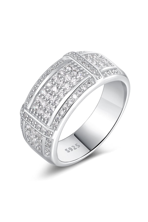 Men Wedding Band 925 Sterling Silver Men Rings Round Cut Wedding Rings for Men 5A CZ Size 10