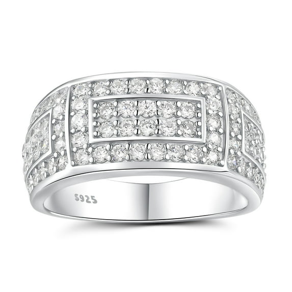 SFTING Men Wedding Band 925 Sterling Silver Round Cut Men Rings Wedding 5A CZ Wedding Rings for Men Size 10