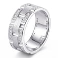 thumbnail image 1 of SFTING Men Wedding Band 925 Sterling Silver Wedding Rings for Men Brick Pattern Brushed 5A CZ Men Rings Size 10, 1 of 7
