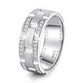 thumbnail image 1 of SFTING Men Wedding Band 925 Sterling Silver Wedding Rings for Men Brick Pattern Brushed 5A CZ Men Rings Size 10, 1 of 7