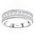 thumbnail image 1 of SFTING Men Wedding Band AAAAA CZ Men Rings 925 Sterling Silver Round Cut Wedding Promise Band for Him Size 9, 1 of 7