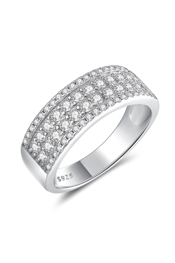 Men Wedding Band 925 Sterling Silver Wedding Rings for Women Round Cut AAAAA CZ Eternity Size 10