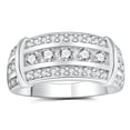 thumbnail image 1 of SFTING Men Wedding Band Engagement Men Rings Round Cut 5A CZ Silver Plated Promise Band for Him Size 9, 1 of 8