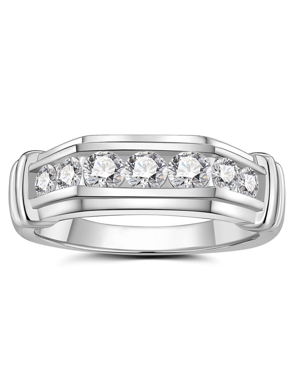 Men Wedding Band Round Cut Men Rings 5A CZ Silver Plated Engagement Promise Rings for Men Size 9