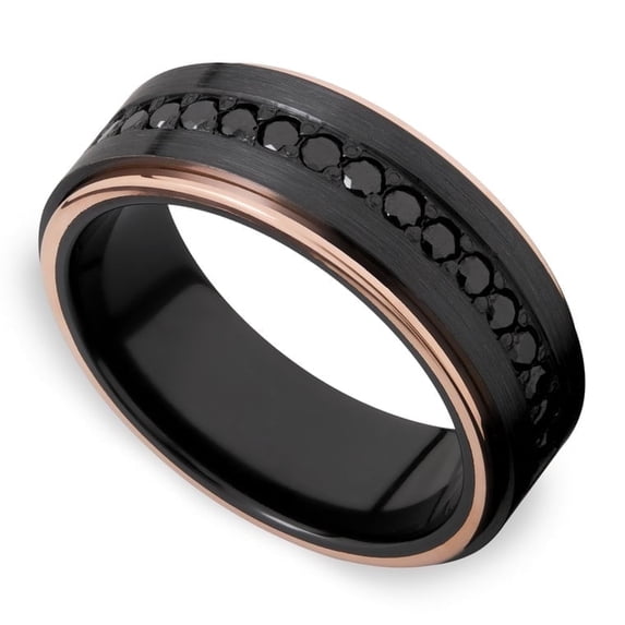 SFTING Mens Wedding Band 925 Sterling Silver Rings for Men Black Wedding Band for Him 5A Cubic Zirconia Size 8