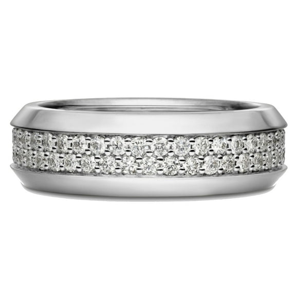 SFTING Mens Wedding Band 925 Sterling Silver Rings for Men Two Row Round 5A Cubic Zirconia Promise Rings for Him Size 9