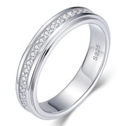 SFTING Mens Wedding Band 925 Sterling Silver Rings for Men Wedding Band for Him 5A Cubic Zirconia Size 9