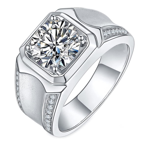 SFTING Mens Zirconias Wedding Bands 925 Sterling Silver 3CT Round Wedding Anniversary Ring Size 12