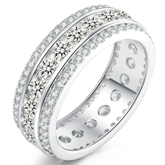 SFTING Moissanite Mens Wedding Rings Women Wedding Band Silver 18K Plated D Color VVS1 Size 7