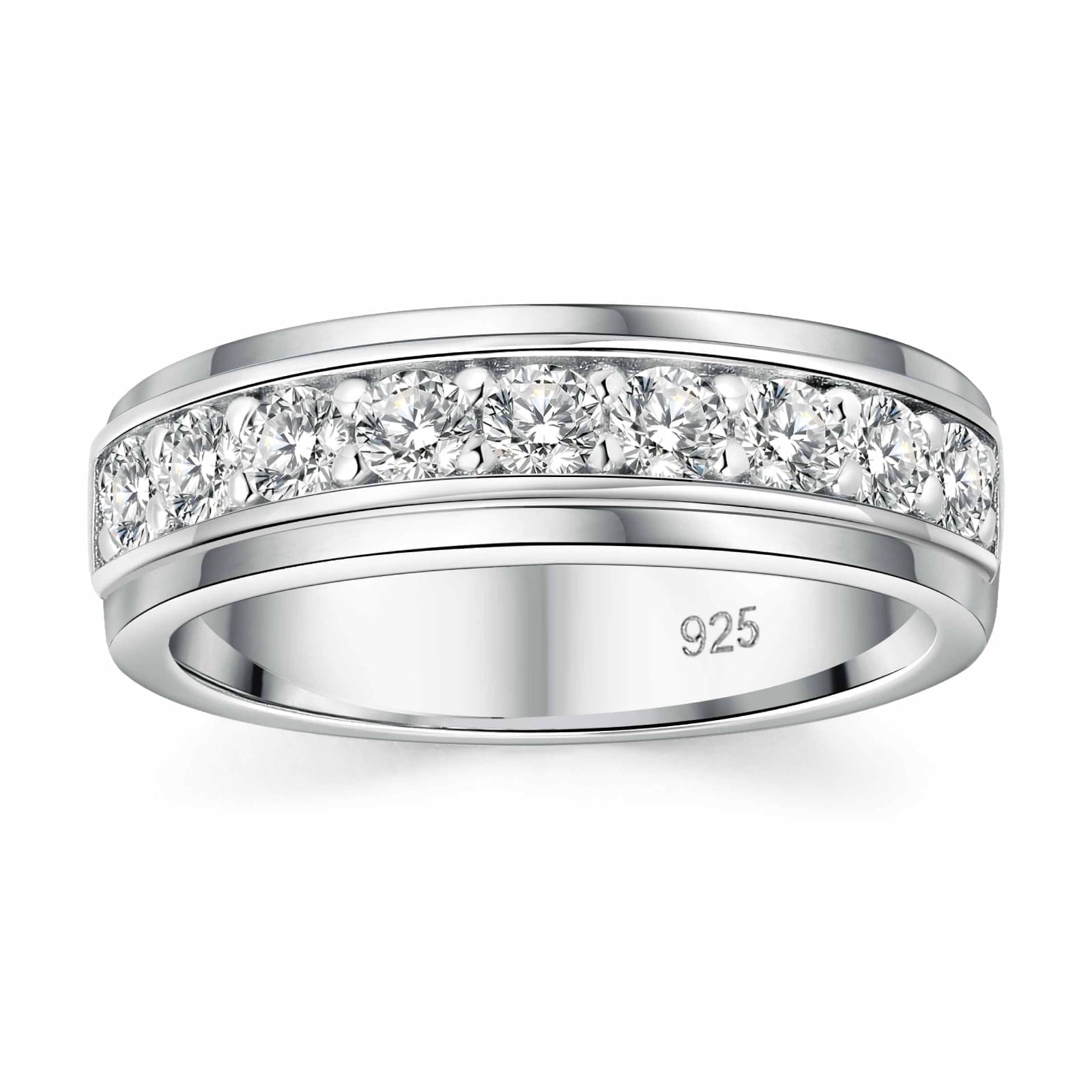 2.1ctw 3X5 Mm DE Color Radiant Cut 7PCS Stone Moissanite Wedding Band Vvs1 Real 14k