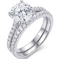 thumbnail image 1 of SFTING Moissanite Wedding Ring Set for Women 925 Sterling Silver 2.75CT Round Cut Solitaire Engagement Rings Stackable Gift for Her Size 7, 1 of 8