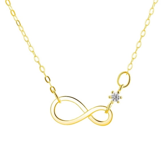 SFTING Necklace for Women Dainty Infinity Necklace 925 Sterling Silver 5A CZ Minimalist Pendant Yellow Mother's Day Jewelry Anniversary Gifts for Her