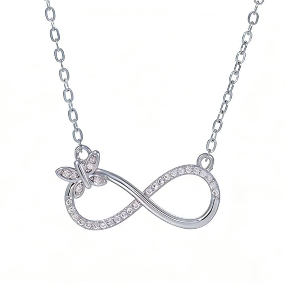 SFTING Necklace for Women Infinity Butterfly Necklace 5A CZ Eternity Pendant Silver 18K Plated Mother's Day Anniversary Jewelry Gifts for Her