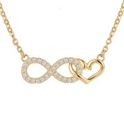 SFTING Necklaces for Woman Infinity Heart Necklace Silver Plated Yellow Love Pendant Pav  Necklace Valentine Anniversary Gift for Her