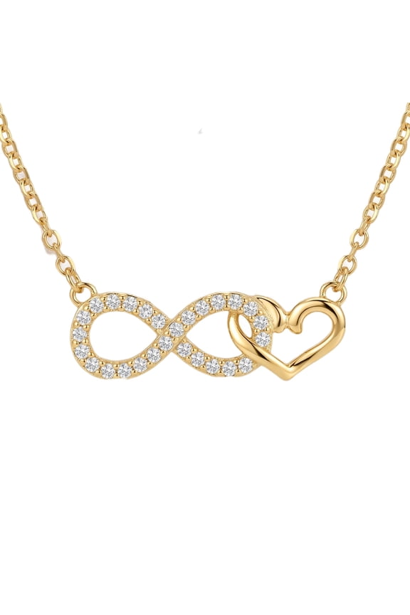 Necklaces for Woman Infinity Heart Necklace Silver 18K Plated Yellow Love Pendant Pavé Necklace Valentine Anniversary Gift for Her