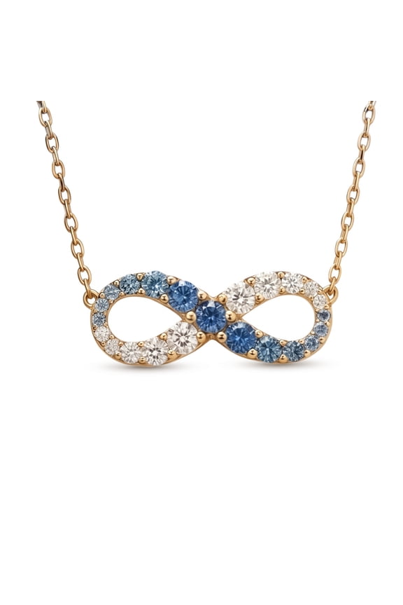 Necklaces for Women 925 Sterling Silver Infinity Pendant 5A CZ Blue & White Gradient Dainty Elegant Jewelry Gifts for Her