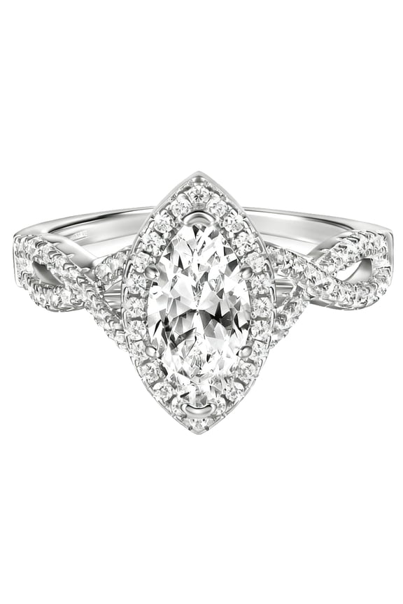 S925 Sterling Silver Marquise Halo Engagement Rings for Women Wedding Anniversary Rings Size 10