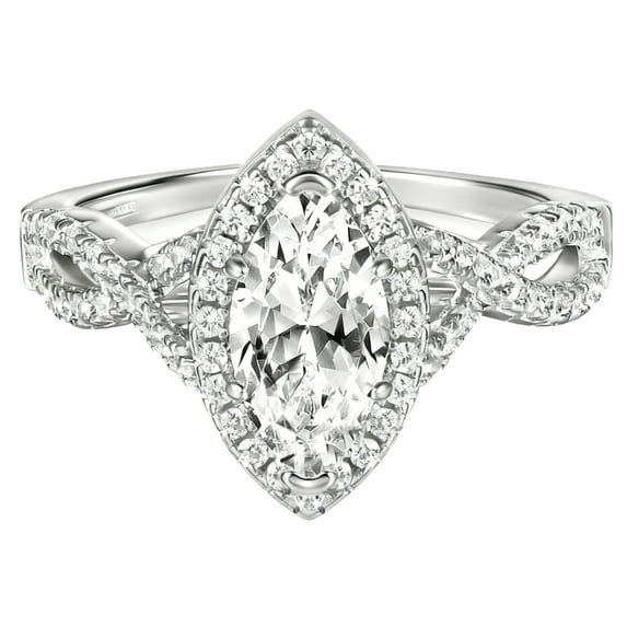 SFTING S925 Sterling Silver Marquise Halo Engagement Rings for Women Wedding Anniversary Rings Size 9