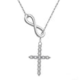 thumbnail image 1 of SFTING Twist Infinity Cross Necklace for Women White Silver Plated Cross Pendant Necklace Faith Cross Gift, 1 of 7