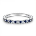 thumbnail image 1 of SFTING Wedding Band 925 Sterling Silver Stackable Half-Eternity Rings for Women Blue Sapphire & White Size 9, 1 of 7