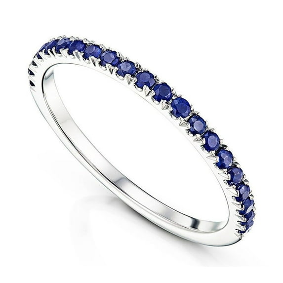 SFTING Wedding Band 925 Sterling Silver Stackable Half-Eternity Rings for Women Blue Size 5