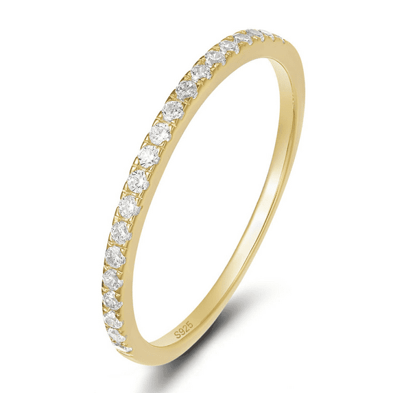 SFTING Wedding Band 925 Sterling Silver Stackable Half-Eternity Rings for Women Gold Size 9
