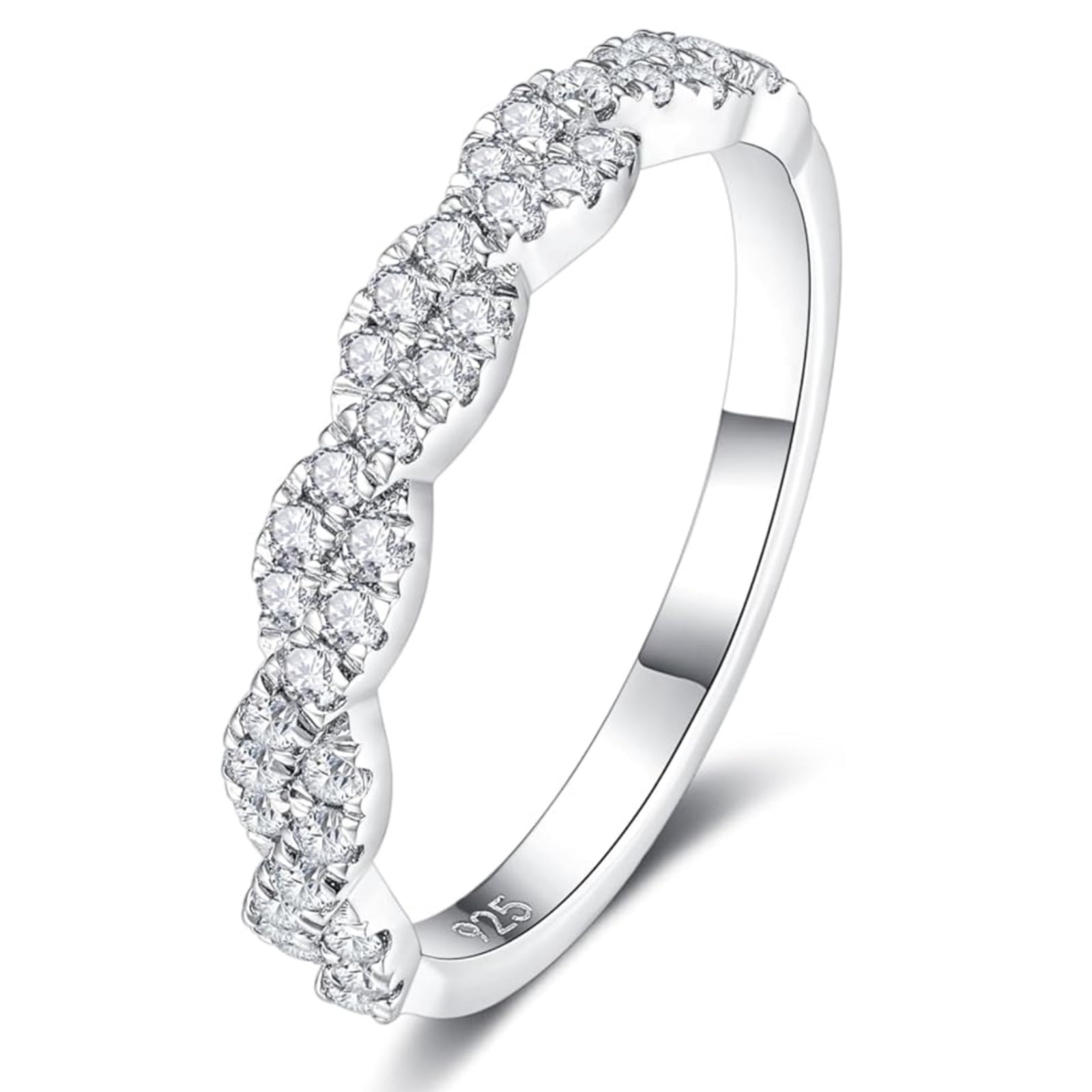 SFTING Wedding Band for Woman Pave Infinity 925 Sterling Silver Wedding Band 5A CZ Twisted Eternity Rings for Woman Size 5