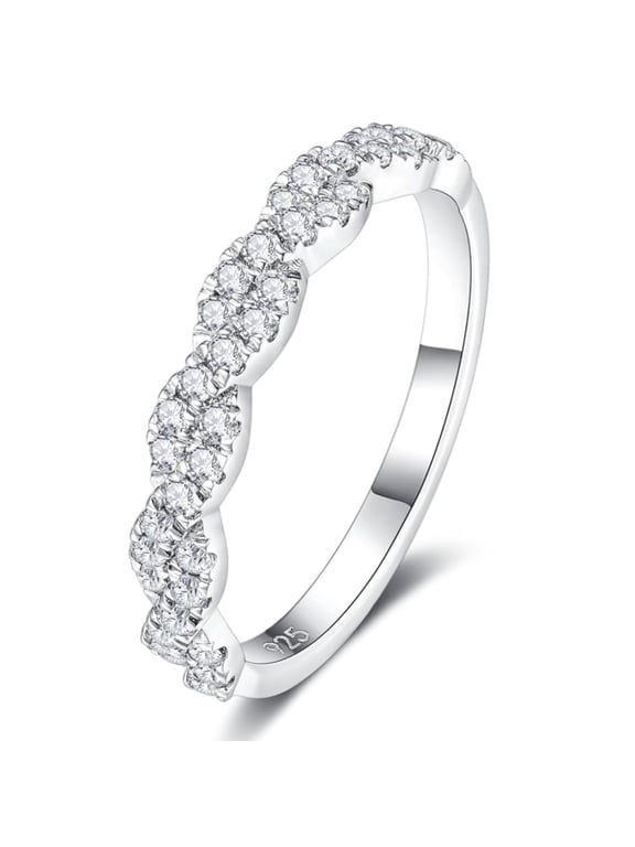 Wedding Band for Woman Pave Infinity 925 Sterling Silver Wedding Band 5A CZ Twisted Eternity Rings for Woman Size 8