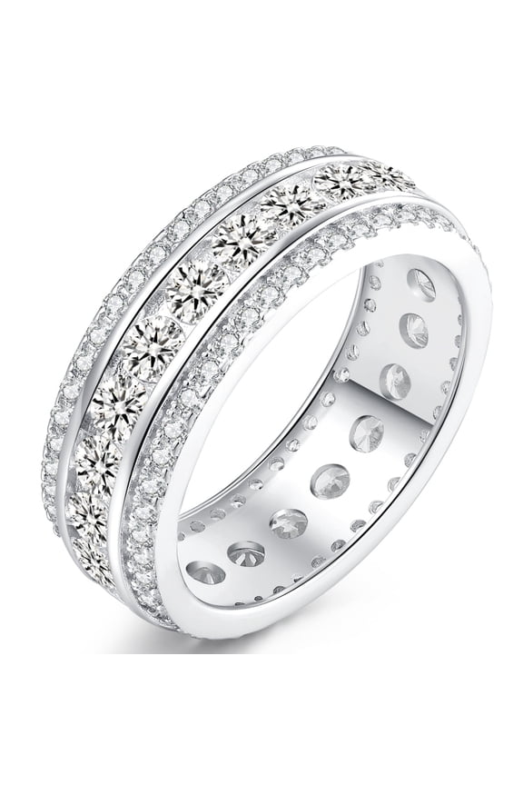 Wedding Band for Women Men Band 925 Sterling Silver 5A Cubic Zirconia Eternity Ring Wedding Bands for Women and Men Size 7