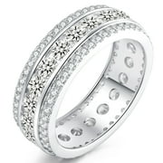 SFTING Wedding Band for Women Men Band 925 Sterling Silver 5A Cubic Zirconia Eternity Ring Wedding Bands for Women and Men Size 7