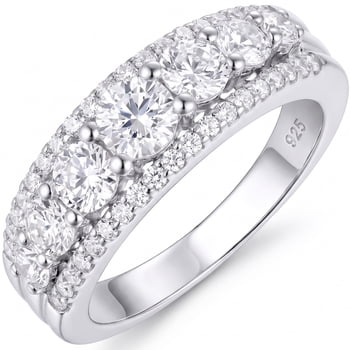 SFTING Wedding Band for Women Moissanite 925 Sterling Silver Eternity Wedding Ring Stacking Band for Her Size 7