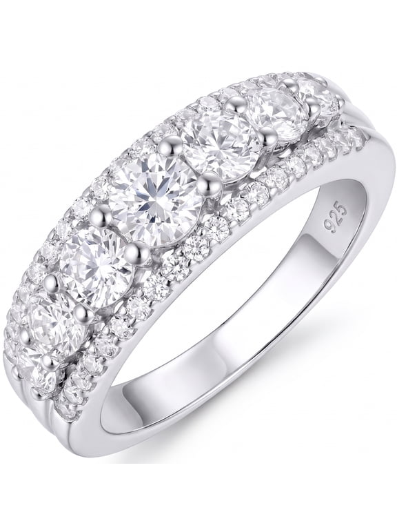 Wedding Band for Women Moissanite 925 Sterling Silver Eternity Wedding Ring Stacking Band for Her Size 7