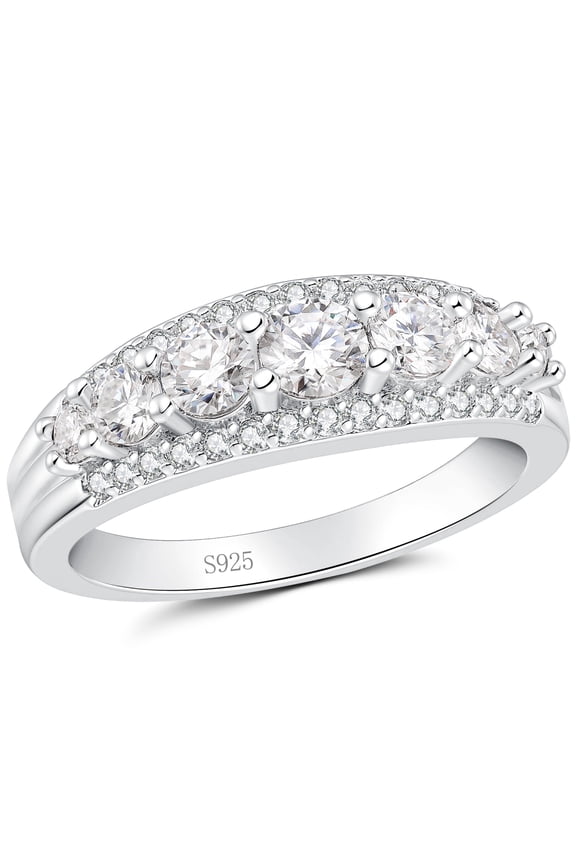 Wedding Band for Women Moissanite 925 Sterling Silver Eternity Wedding Ring Stacking Band for Her Size 7