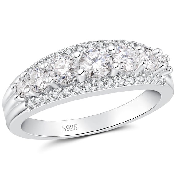 SFTING Wedding Band for Women Moissanite 925 Sterling Silver Eternity Wedding Ring Stacking Band for Her Size 8