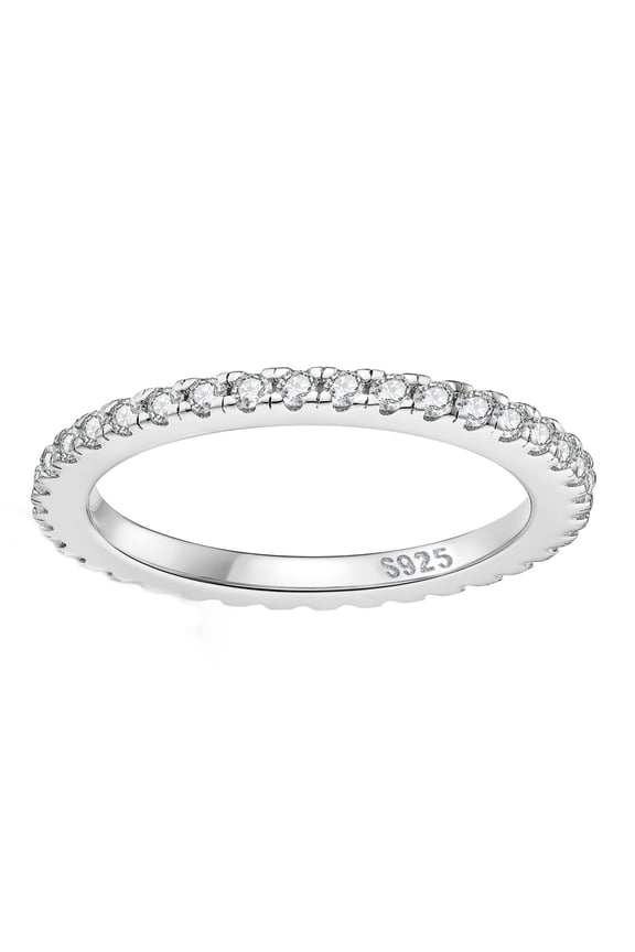 Wedding Band for Women Moissanite Rings 925 Sterling Silver Stackable Wedding Ring Eternity Rings for Her Size 10
